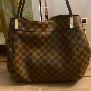 Brown Checkered Tote Bag